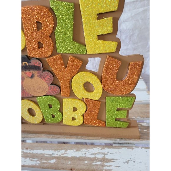 Turkey Thanksgiving sparkle shabby chic sign home decor kitchen unique sparkle w - Picture 4 of 9